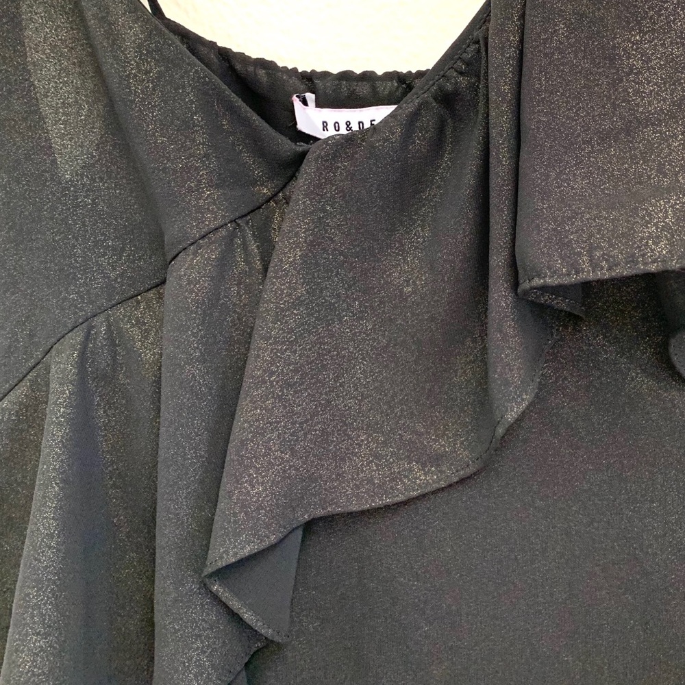 RO&DE Black & Gold Ruffled Top - Picture 5 of 6